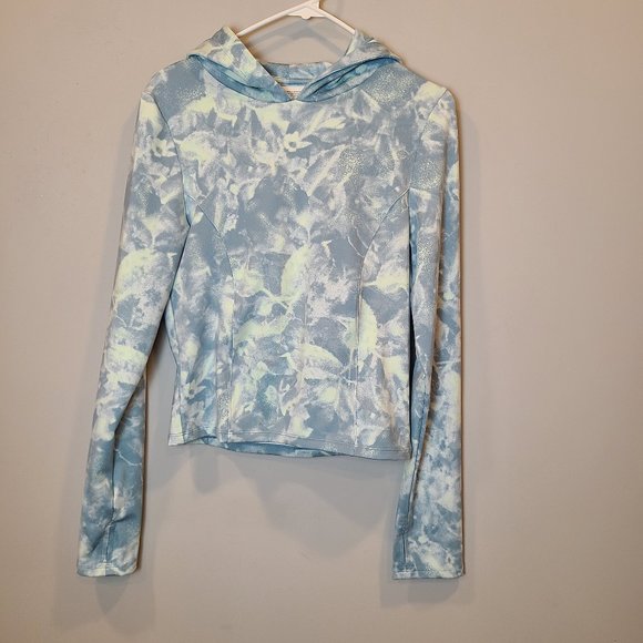 Victorias Secret Hoodie Pullover Medium Blue Green Tie Dye Running Shirt - Picture 1 of 6